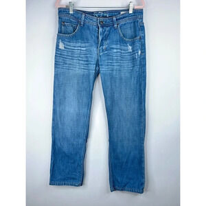 575 Denim Jeans Los Angeles Straight Leg Distressed Medium Blue Wash Size 33